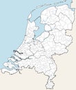 Outline detailed map of Netherlsnds with provincies and couties
